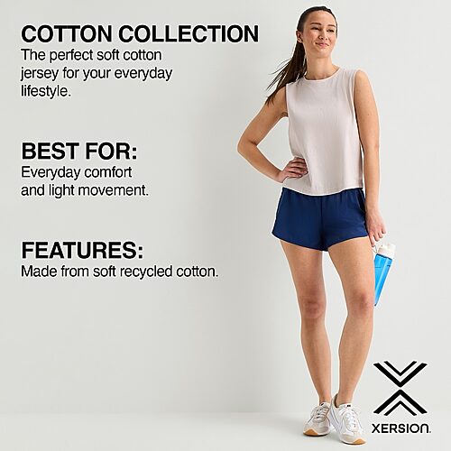 Xersion Womens Cotton Crew Neck Short Sleeve T-shirt Plus In Brown