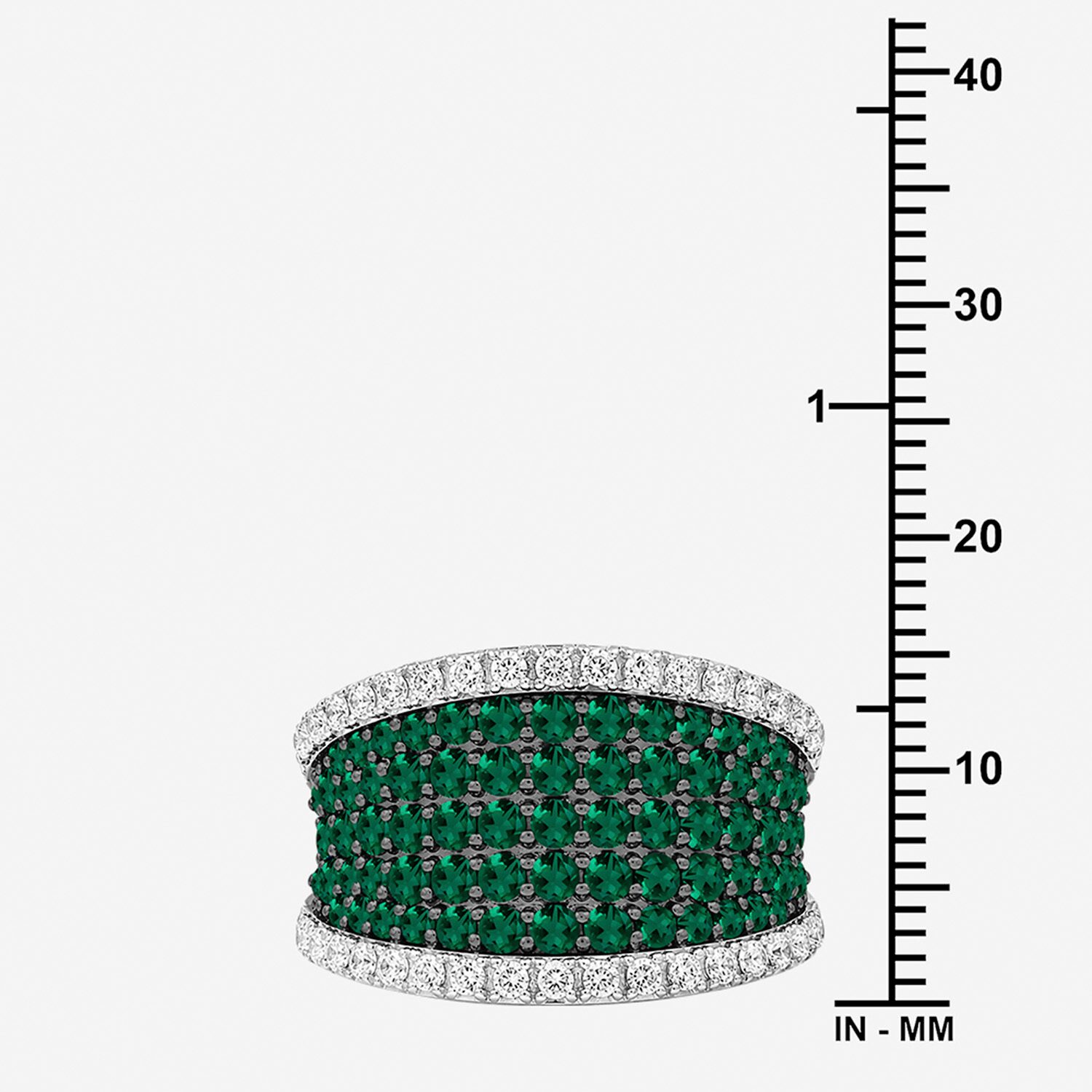 Womens 3MM Simulated Green Emerald Sterling Silver Band