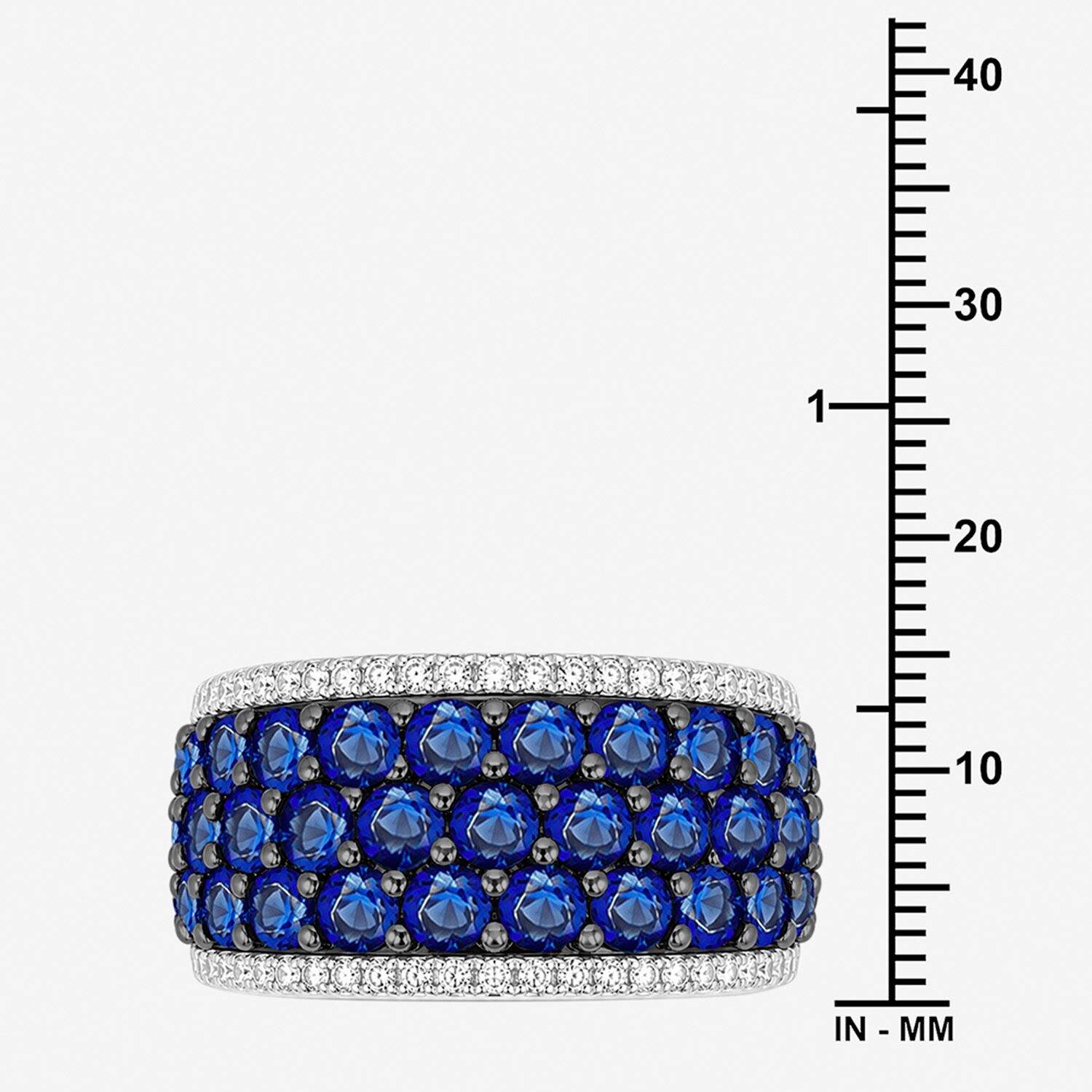 Womens 5MM Lab Created Blue Sapphire Sterling Silver Band