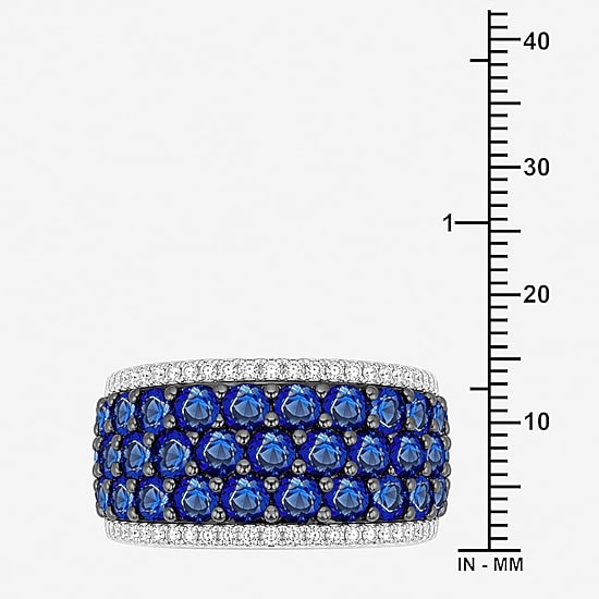 Womens 5MM Lab Created or Simulated Gemstone Sterling Silver Band