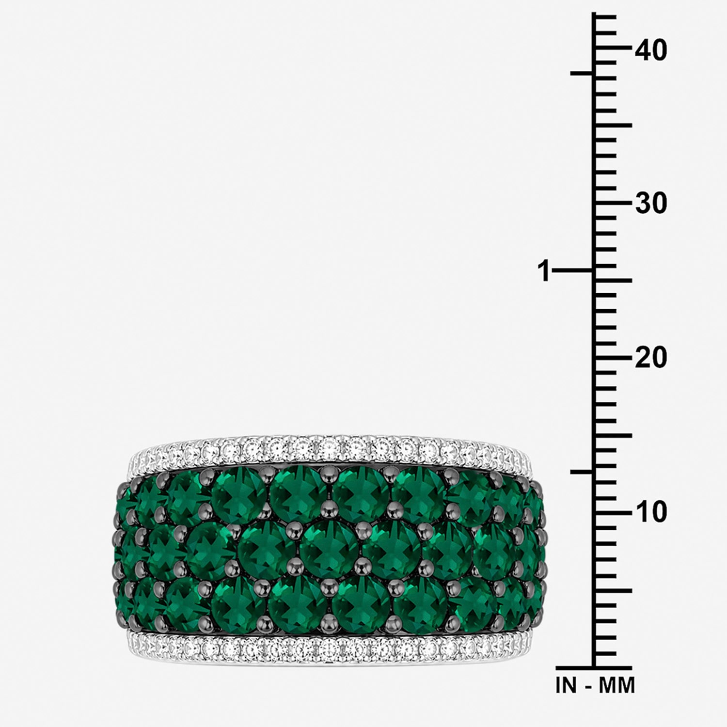 Womens 5MM Simulated Green Emerald Sterling Silver Band