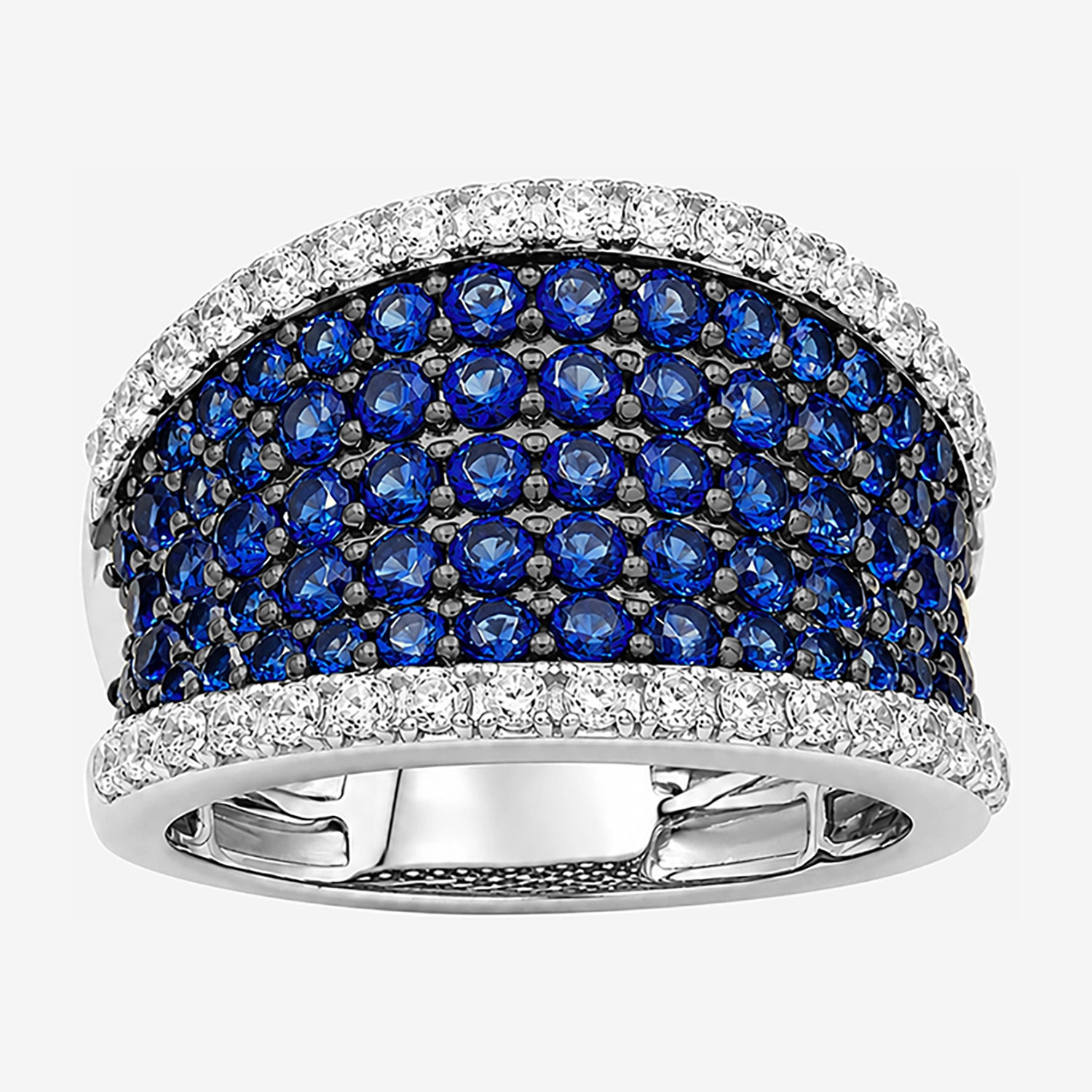 Womens 3MM Lab Created Blue Sapphire Sterling Silver Band