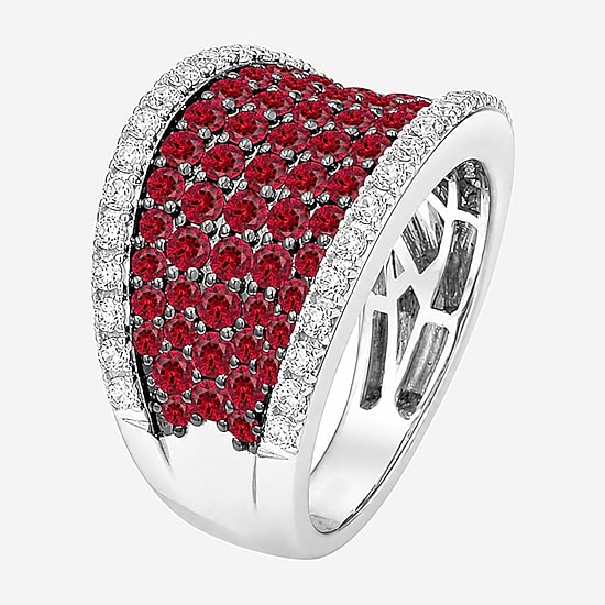 Womens 3MM Simulated or Lab Created Gemstone Sterling Silver Band