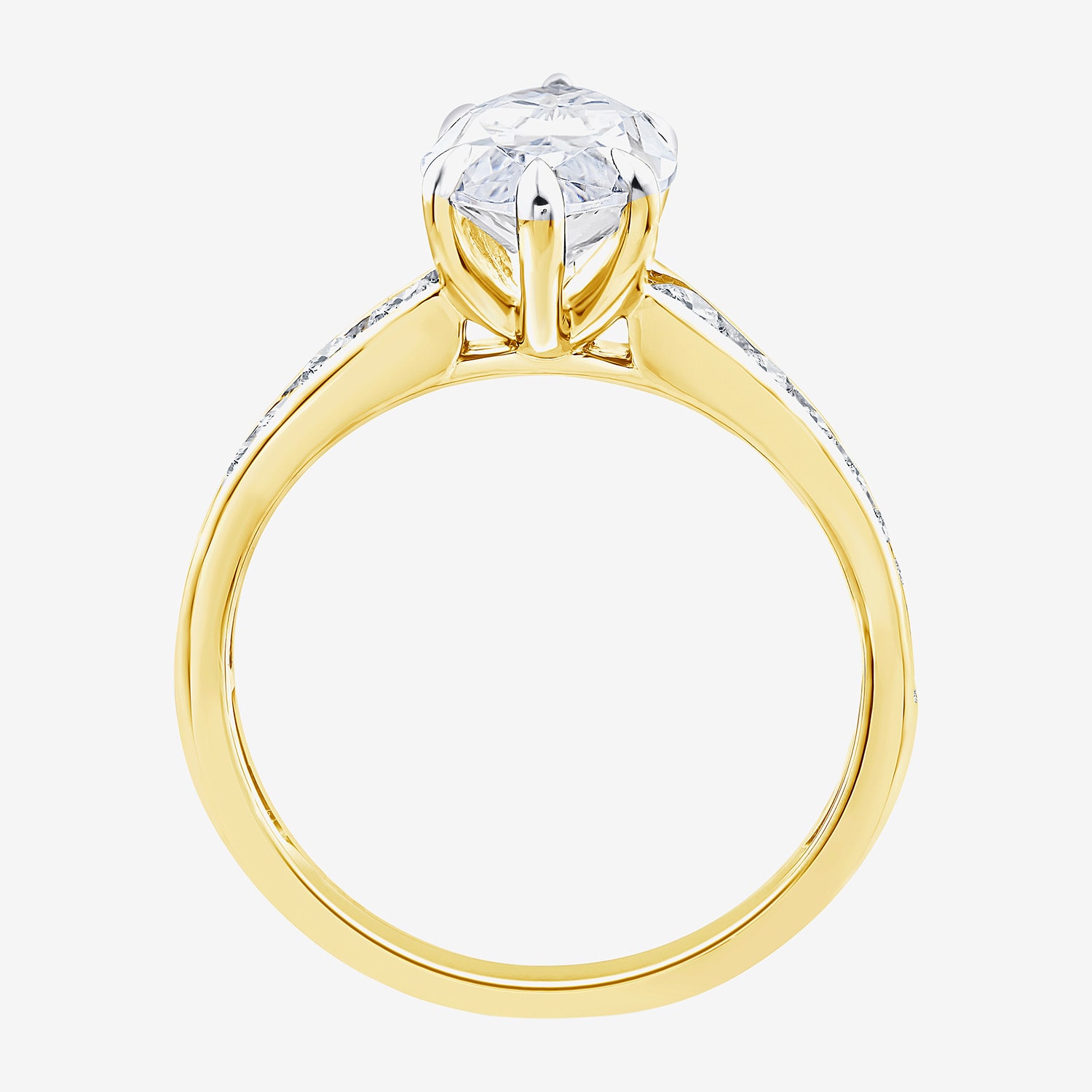 (F / Vs2) Womens 3 1/2 CT. T.W Lab Grown White Diamond 10K Gold Marquise Side Stone Engagement Ring