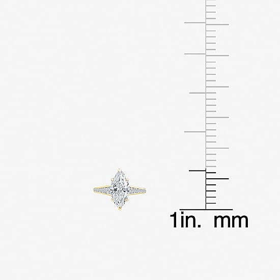 (F / Vs2) Womens 3 1/2 CT. T.W Lab Grown White Diamond 10K Gold Marquise Side Stone Engagement Ring