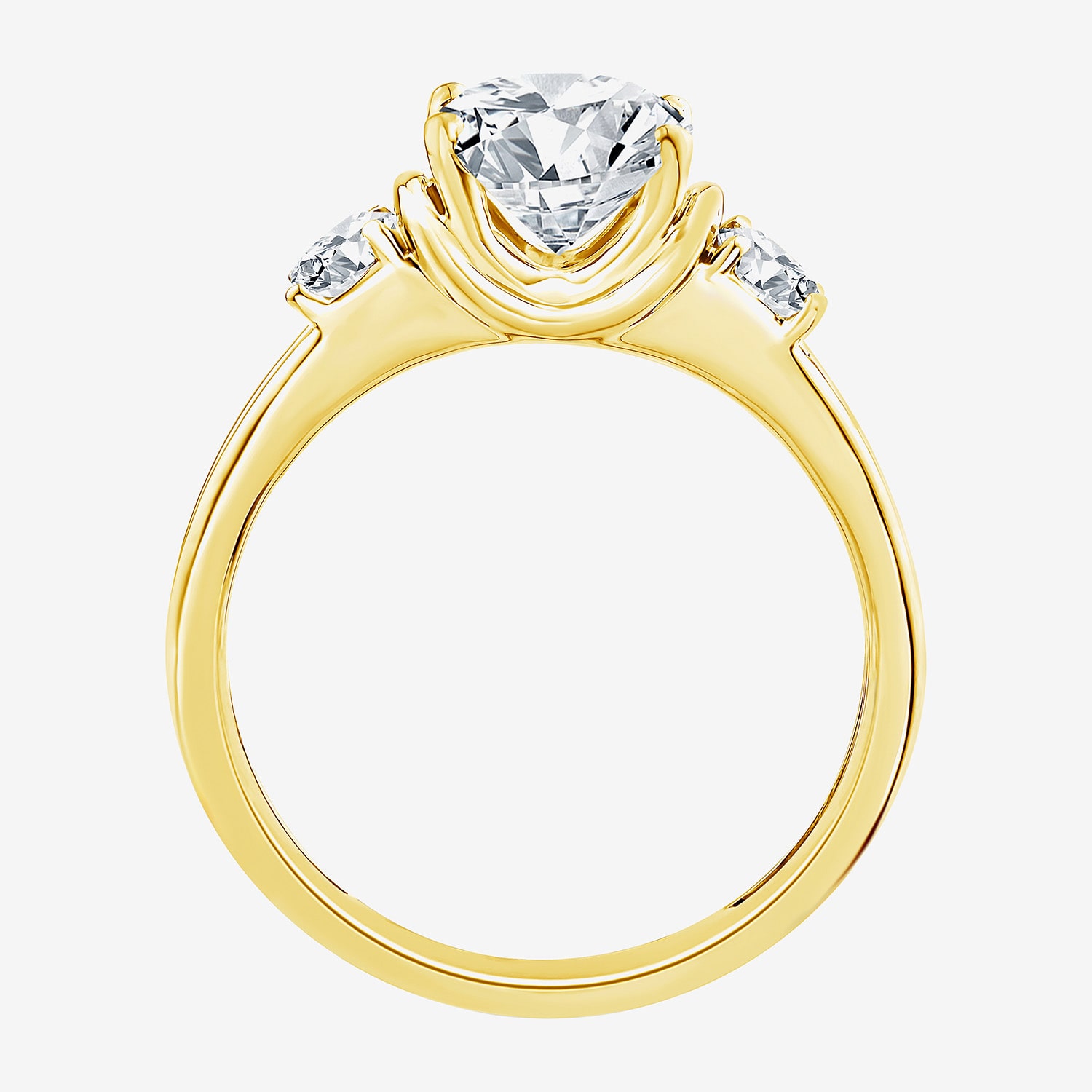 (F / Vs2) Womens 2 1/2 CT. T.W. Lab Grown White Diamond 14K Gold Oval Side Stone Engagement Ring