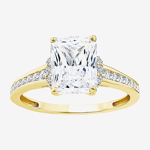 Modern Bride (f / Vs2) Womens 2 3/8 Ct. T.w. Lab Grown White Diamond 10k Gold Rectangular Side Stone Engagement R In Yellow