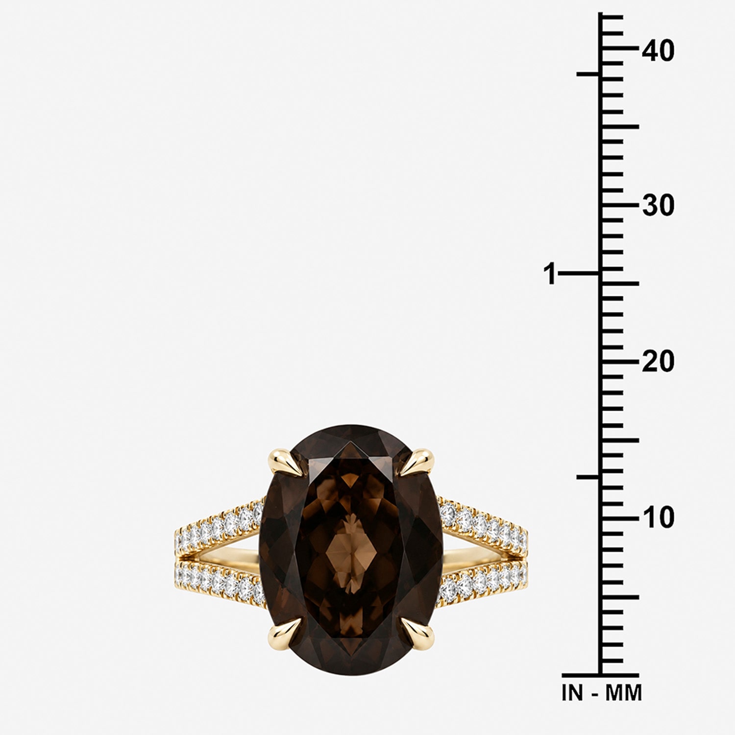 Womens Genuine Brown Quartz 14K Gold Over Silver Oval Side Stone Cocktail Ring