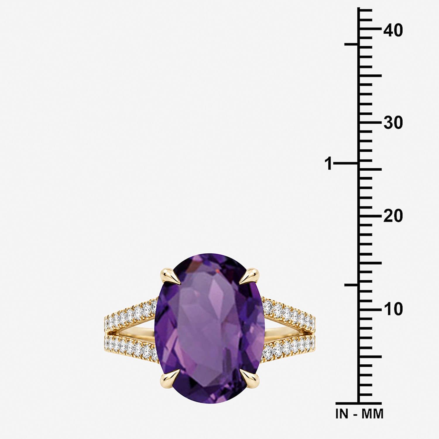 Womens Genuine Purple Amethyst 14K Gold Over Silver Oval Side Stone Cocktail Ring
