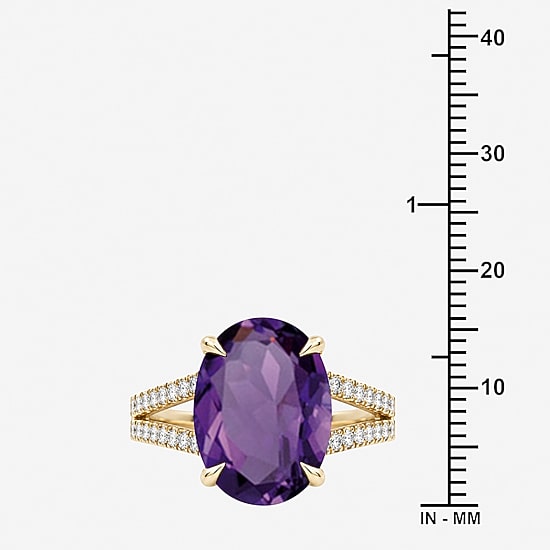 Womens Genuine Gemstone 14K Gold Over Silver Oval Side Stone Cocktail Ring