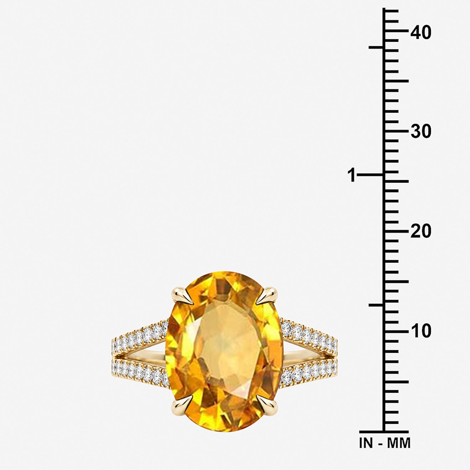 Womens Genuine Yellow Citrine 14K Gold Over Silver Oval Side Stone Cocktail Ring