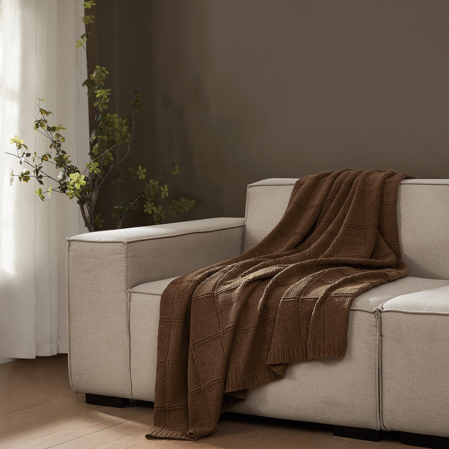 Brooklyn Loom Grid Chenille Knit Throw