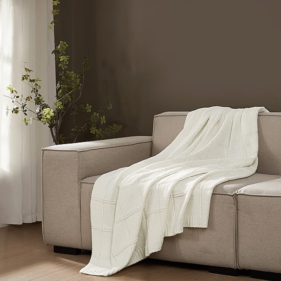 Brooklyn Loom Grid Chenille Knit Throw