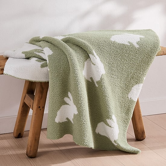 Truly Soft Cozy Bunny Rabbit Reversible Throw