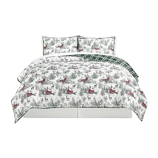 Richmond Park Cottage Toile Holiday 3-pc. Reversible Quilt Set