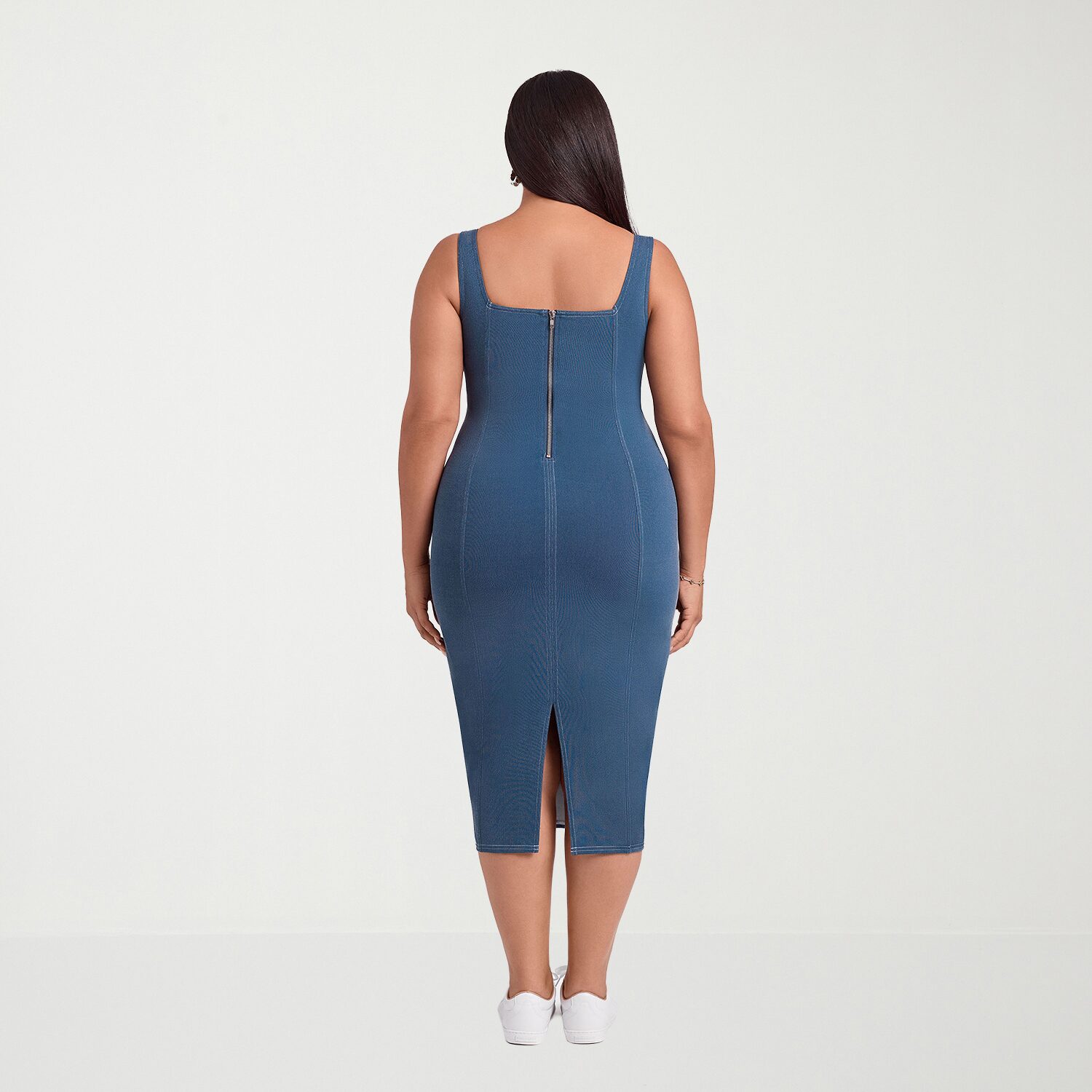 S3 Apparel Shapewear Womens Straight Neck Sleeveless Fitted Bodycon Dress