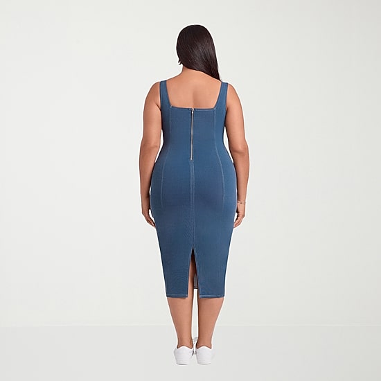 S3 Apparel Shapewear Womens Straight Neck Sleeveless Fitted Bodycon Dress