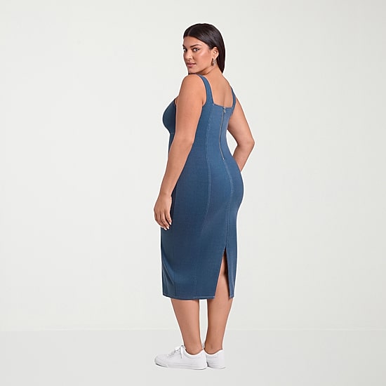 S3 Apparel Shapewear Womens Straight Neck Sleeveless Fitted Bodycon Dress