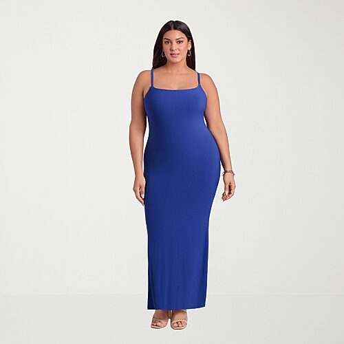 S3 Swim Shapewear Womens Scoop Neck Sleeveless Bodycon Dress In Blue
