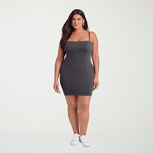 S3 Swim Shapewear Womens Straight Neck Sleeveless Bodycon Dress In Gray