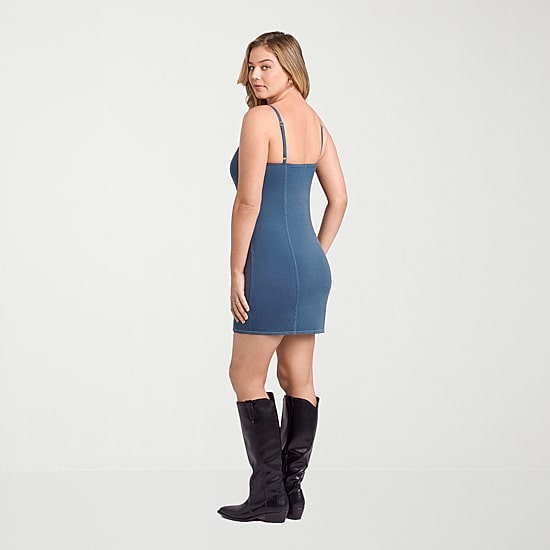 S3 Apparel Shapewear Womens Straight Neck Sleeveless Bodycon Dress