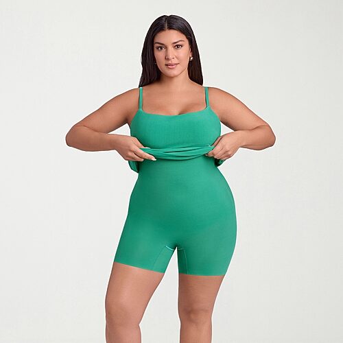 S3 Swim Shapewear Womens Scoop Neck Sleeveless Bodycon Dress In Green