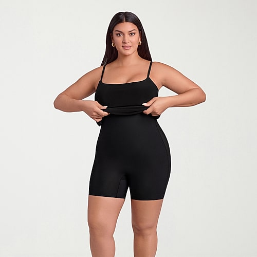 S3 Swim Shapewear Womens Scoop Neck Sleeveless Bodycon Dress In Black