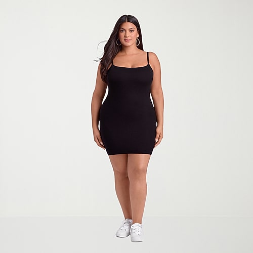 S3 Swim Shapewear Womens Scoop Neck Sleeveless Bodycon Dress In Black