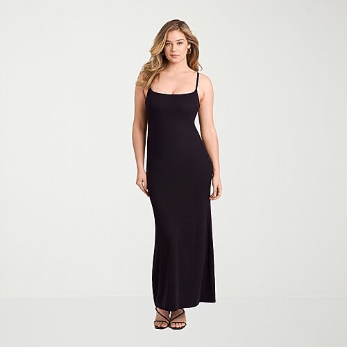 S3 Swim Shapewear Womens Scoop Neck Sleeveless Rib Knit Bodycon Dress In Black