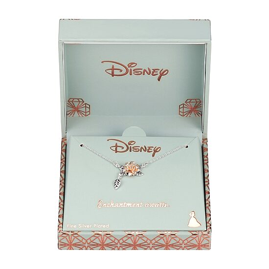 Disney Classics Womens Pure Silver Over Brass Flower 18 Inch Pendant Necklace