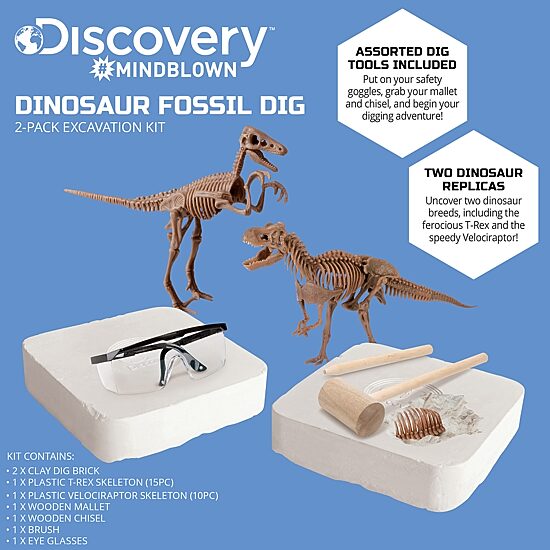 Discovery #Mindblown Dinosaur Fossil Dig 2-Pack Excavation Kit