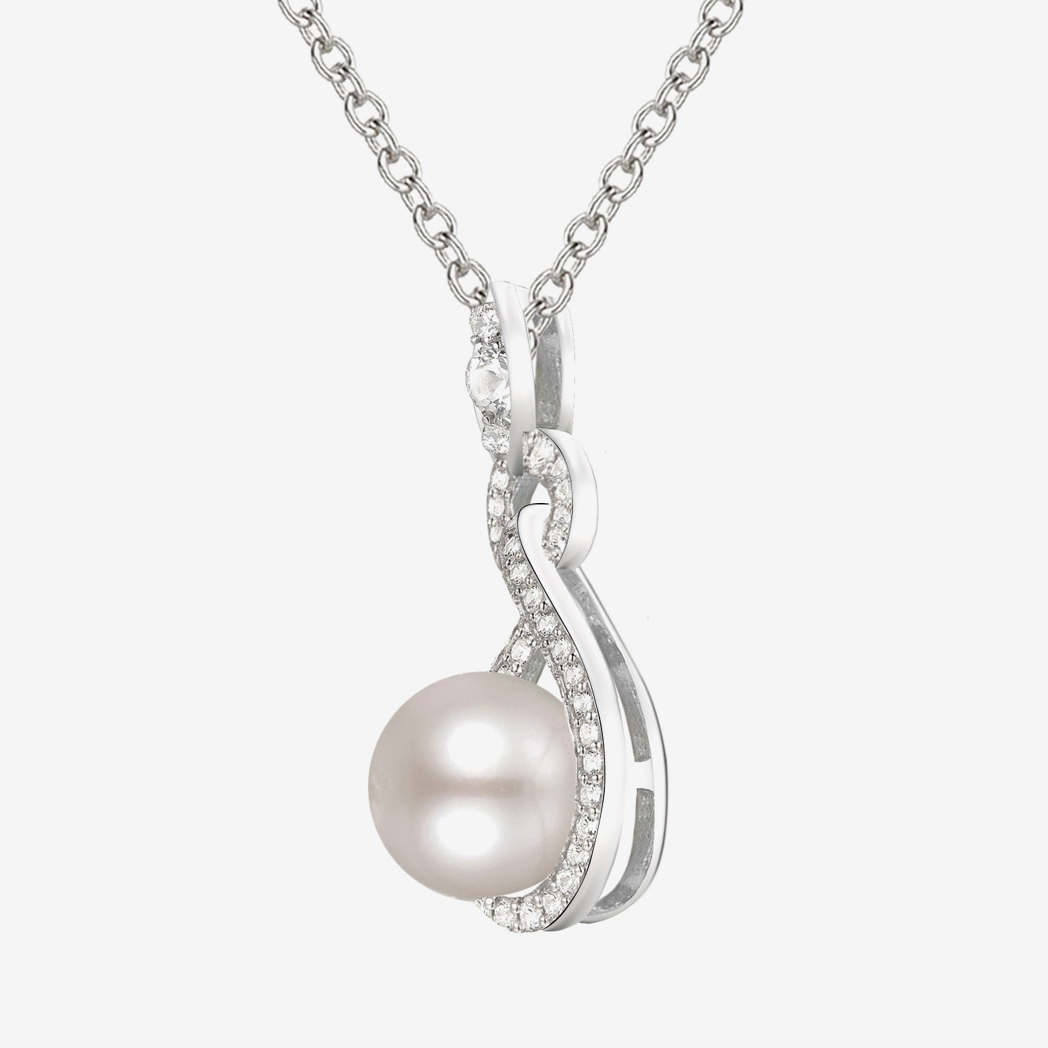 Womens White Cultured Freshwater Pearl Sterling Silver Inch Pendant Necklace