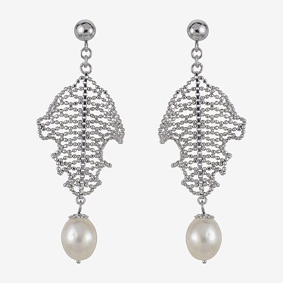 8-8.5Mm Cultured Freshwater Pearl Sterling Silver Earrings