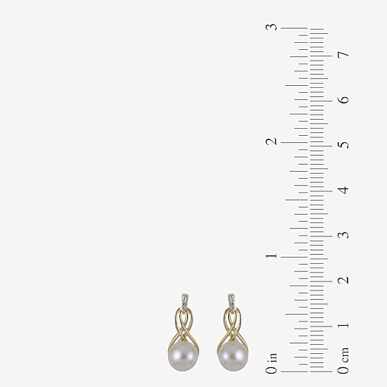 Womens White Cultured Freshwater Pearl 14K Gold Over Silver Drop Earrings