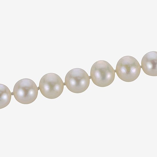 Womens White Cultured Freshwater Pearl Sterling Silver Strand Bracelet