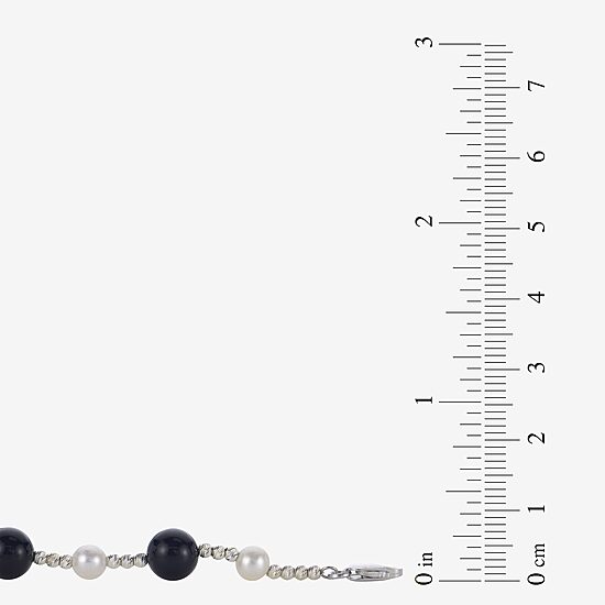 Womens Black Onyx Sterling Silver Strand Necklace