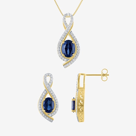 Gemstone 14K Gold Over Silver Sterling Silver Oval Jewelry Set