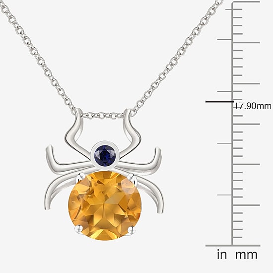 Lab-Created Citrine and Genuine Onyx Spider Sterling Silver Pendant Necklace