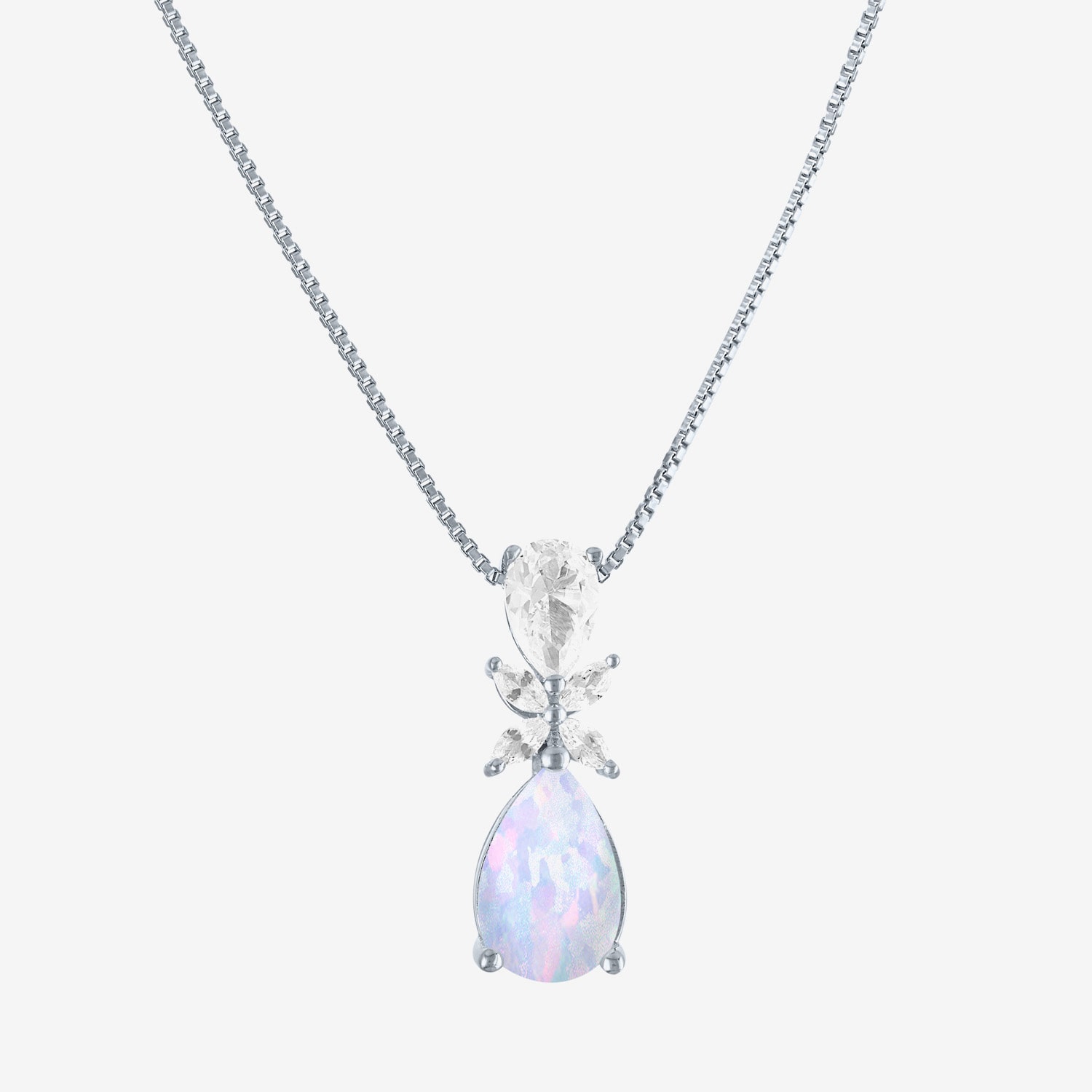 Womens Gemstone Sterling Silver Pear Pendant Necklace