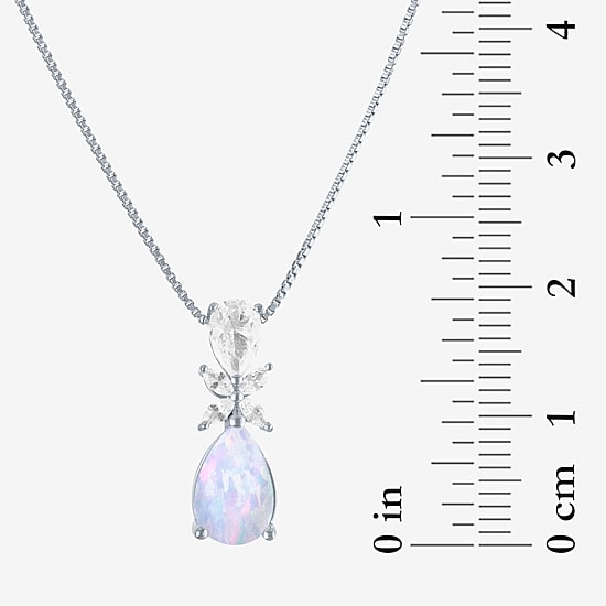 Womens Gemstone Sterling Silver Pear Pendant Necklace