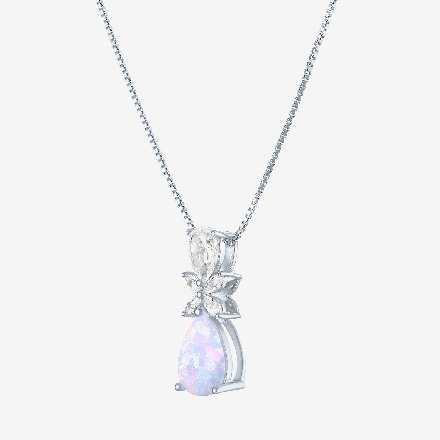 Womens Gemstone Sterling Silver Pear Pendant Necklace