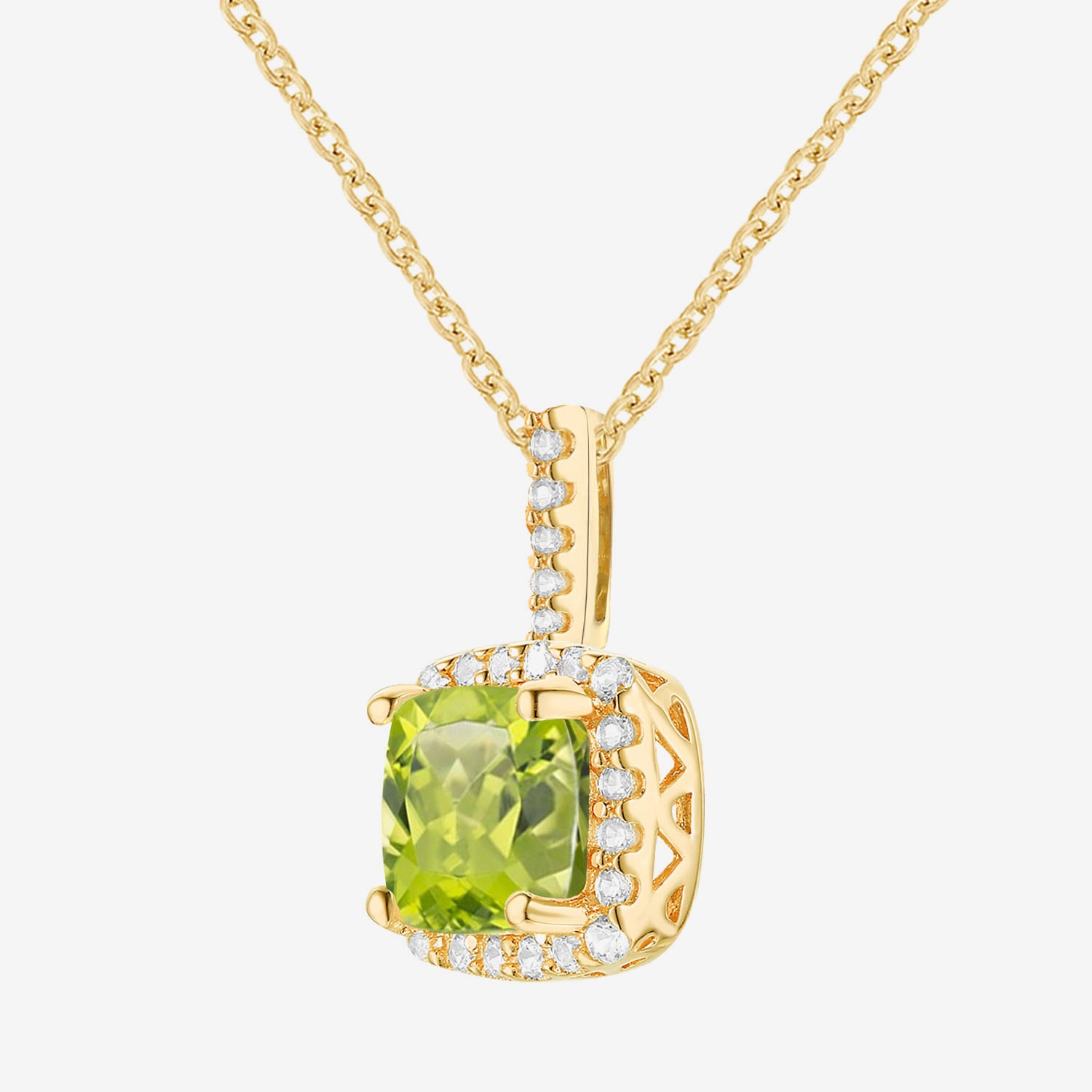 Womens Genuine Green Peridot 14K Gold Over Silver 18 Inch Pendant Necklace