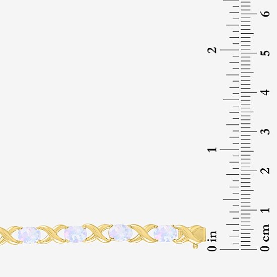 Womens Lab Created White Opal 14K Gold Over Silver 7.5 Inch Tennis Bracelet