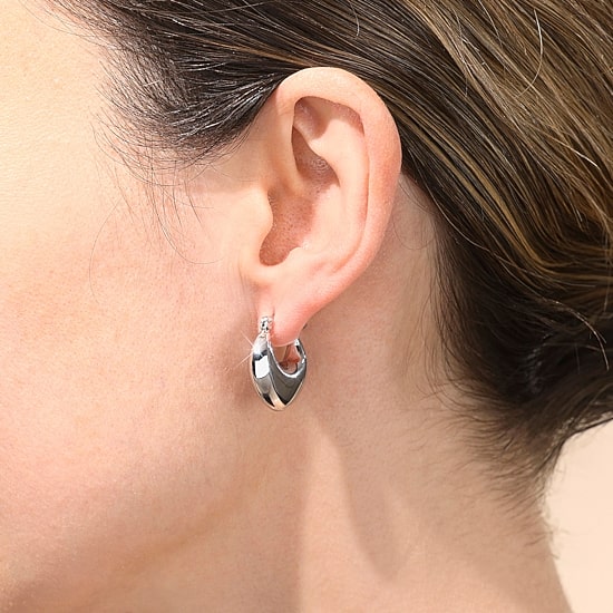 Womens Sterling Silver 19.8mm Hoop Earrings
