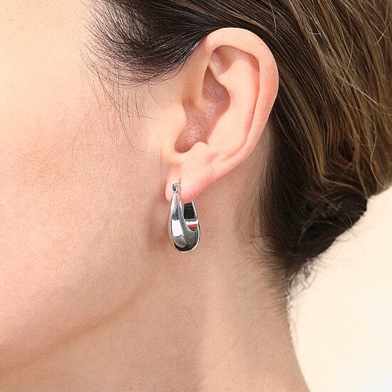 Womens Sterling Silver 22.8mm Hoop Earrings