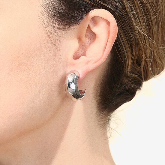Womens Sterling Silver 23.3mm Hoop Earrings