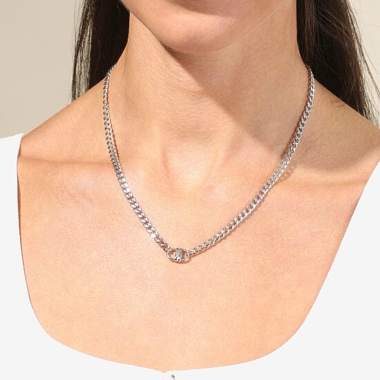 Womens Sterling Silver 18 Inch Curb Chain Necklace