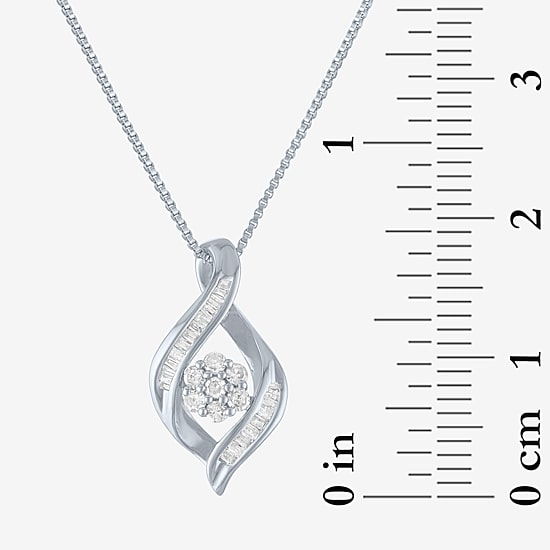 Diamond Blossom 1/5 CT.T.W. Natural Diamond Cluster Sterling SIlver Swirl Pendant Necklace