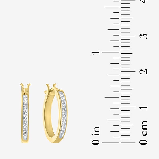 (I1-I2/ G-H) Womens 1/10 CT. T.W. Lab Grown White Diamond 14K Gold Over Silver Sterling Silver 17mm Hoop Earrings