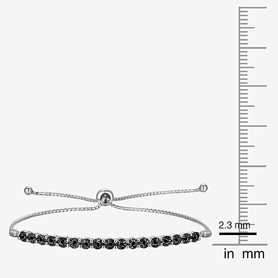 Womens 1/10 CT. T.W. Natural Black Diamond Sterling Silver Bolo Bracelet